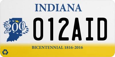 IN license plate 012AID