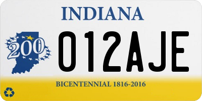 IN license plate 012AJE