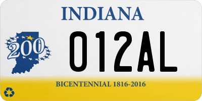 IN license plate 012AL