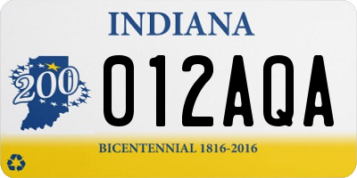 IN license plate 012AQA