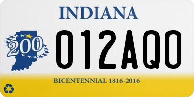 IN license plate 012AQO