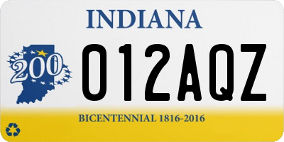 IN license plate 012AQZ