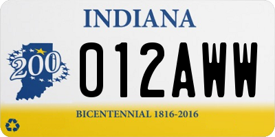 IN license plate 012AWW