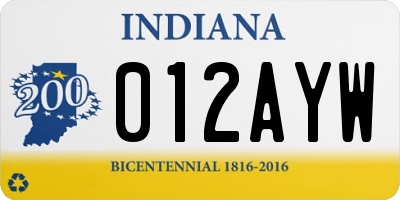 IN license plate 012AYW