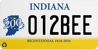 IN license plate 012BEE