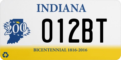 IN license plate 012BT
