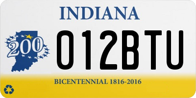 IN license plate 012BTU