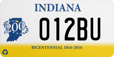 IN license plate 012BU