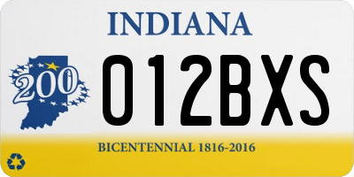 IN license plate 012BXS