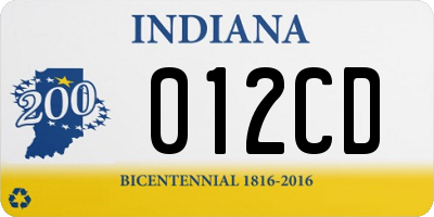 IN license plate 012CD