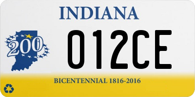 IN license plate 012CE