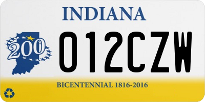 IN license plate 012CZW