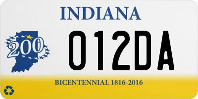 IN license plate 012DA