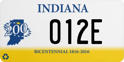 IN license plate 012E