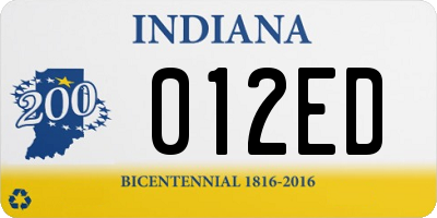 IN license plate 012ED