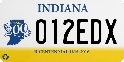 IN license plate 012EDX