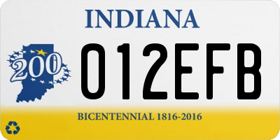 IN license plate 012EFB