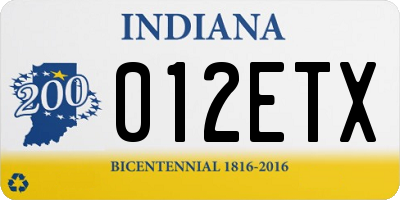 IN license plate 012ETX