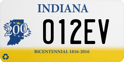 IN license plate 012EV