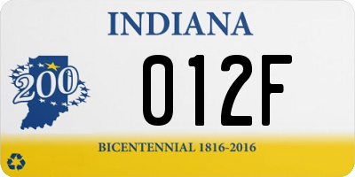 IN license plate 012F