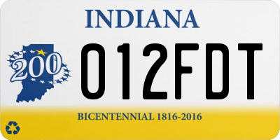 IN license plate 012FDT