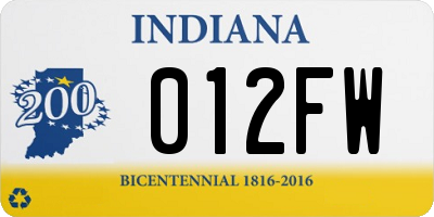 IN license plate 012FW