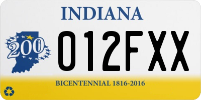 IN license plate 012FXX