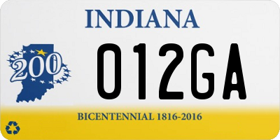 IN license plate 012GA
