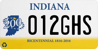 IN license plate 012GHS
