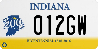 IN license plate 012GW