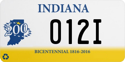 IN license plate 012I