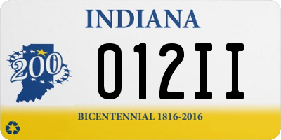 IN license plate 012II