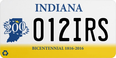 IN license plate 012IRS