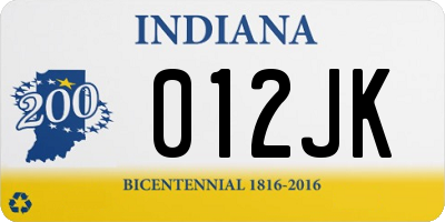 IN license plate 012JK