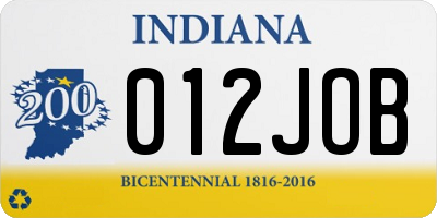IN license plate 012JOB