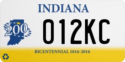 IN license plate 012KC