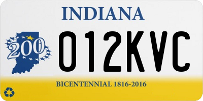 IN license plate 012KVC