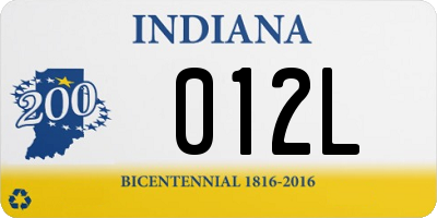 IN license plate 012L