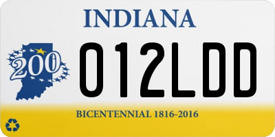 IN license plate 012LDD