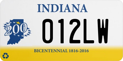 IN license plate 012LW
