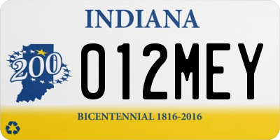 IN license plate 012MEY