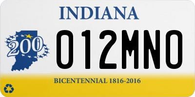 IN license plate 012MNO