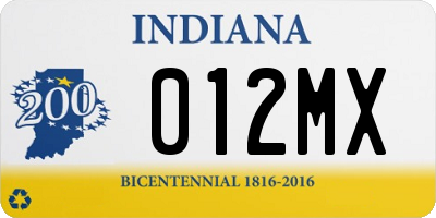 IN license plate 012MX