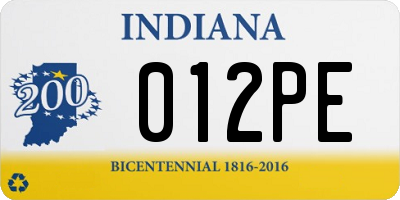 IN license plate 012PE