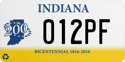 IN license plate 012PF