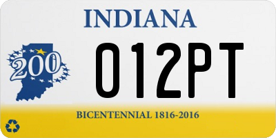 IN license plate 012PT