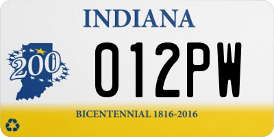 IN license plate 012PW