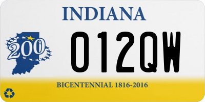 IN license plate 012QW