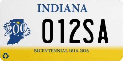 IN license plate 012SA