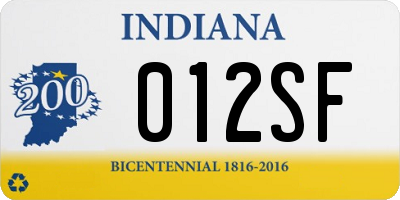 IN license plate 012SF